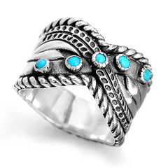 Bohemian Turquoise Ring Sterling Silver