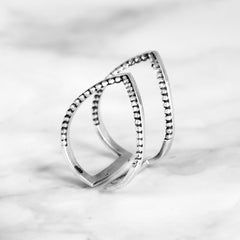 Double Chevron Statement Sterling Silver ring