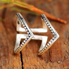 Double Chevron Statement Sterling Silver ring