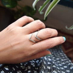 Double Chevron Statement Sterling Silver ring