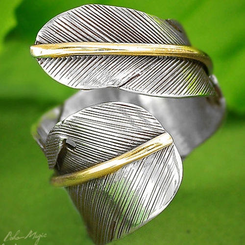 Boho Feather Silver Ring