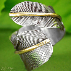 Boho Feather Silver Ring