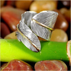 Boho Feather Silver Ring