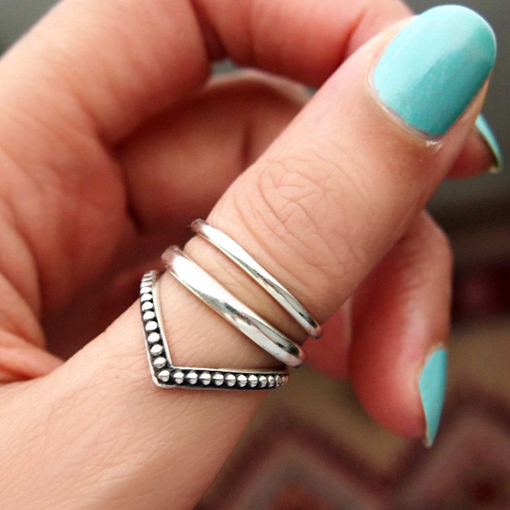 Chevron Sterling Silver Ring Great for Thumb