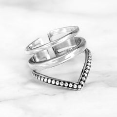 Chevron Sterling Silver Ring Great for Thumb