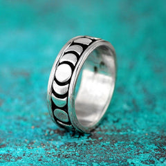 Moon Phase Spinner Ring Sterling Silver