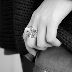 Large Moonstone Filigree Ring