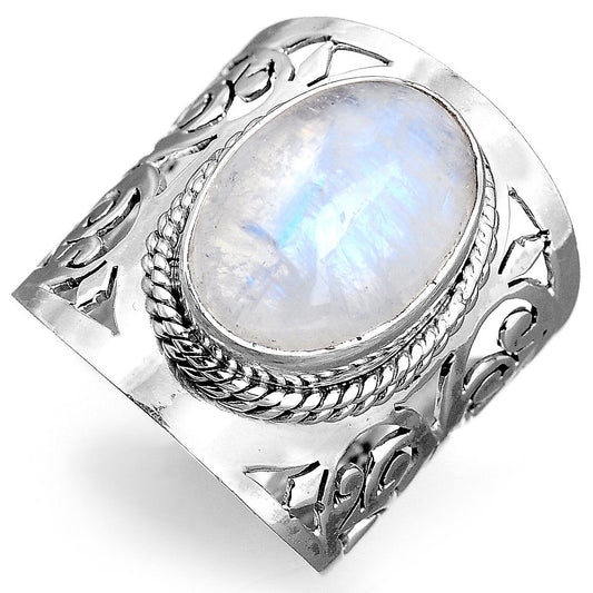 Large Moonstone Filigree Ring