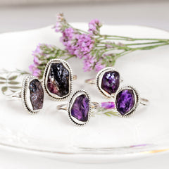 Natural Raw Amethyst Stone Ring