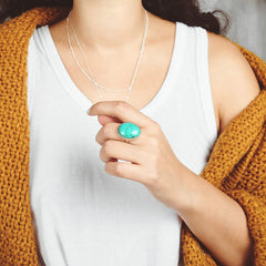 Large Turquoise Ring Sterling Silver