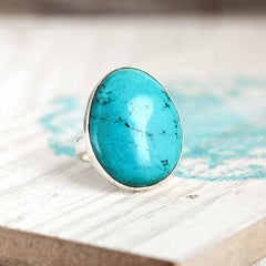 Large Turquoise Ring Sterling Silver