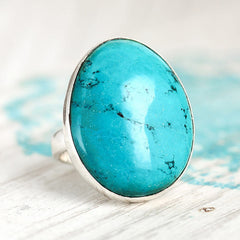 Large Turquoise Ring Sterling Silver