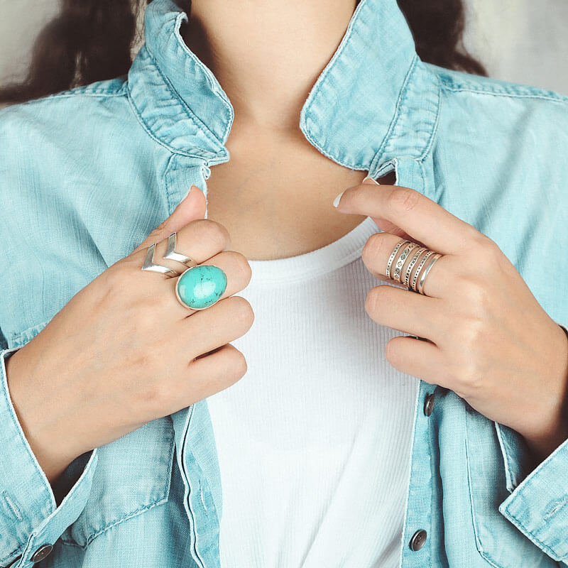 Large Turquoise Ring Sterling Silver