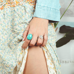 Large Turquoise Ring Sterling Silver