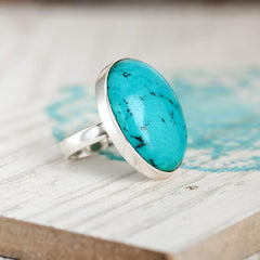 Large Turquoise Ring Sterling Silver