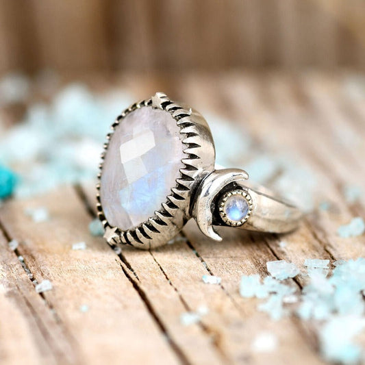 Moon Moonstone Ring Sterling Silver Ring