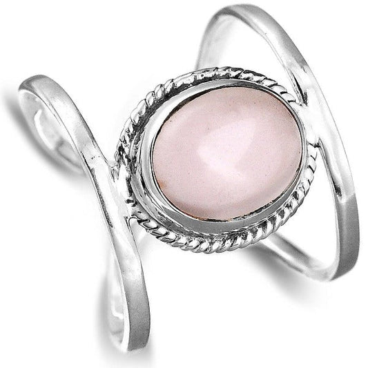 Big Rose Quartz Sterling Silver Ring