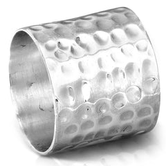 Hammered Sterling Silver Wide Band Ring