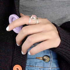 Big Rose Quartz Sterling Silver Ring