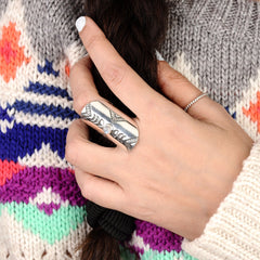 Full Finger Moon Phase Ring with Moonstone Sterling Silver