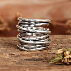 Chunky Wrap Wide Band Ring Sterling Silver