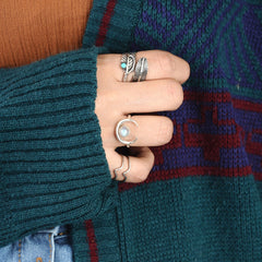 Feather Ring with Turquoise Stone Sterling Silver