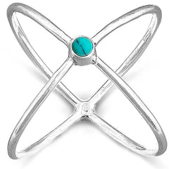 Criss Cross Ring with Turquoise Sterling Silver