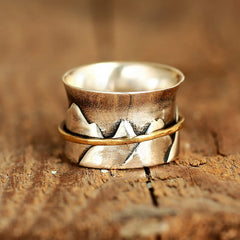 Fidget Sun and Mountain Ring Sterling Silver