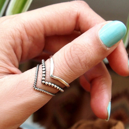 Triple Chevron Boho Ring Sterling Silver